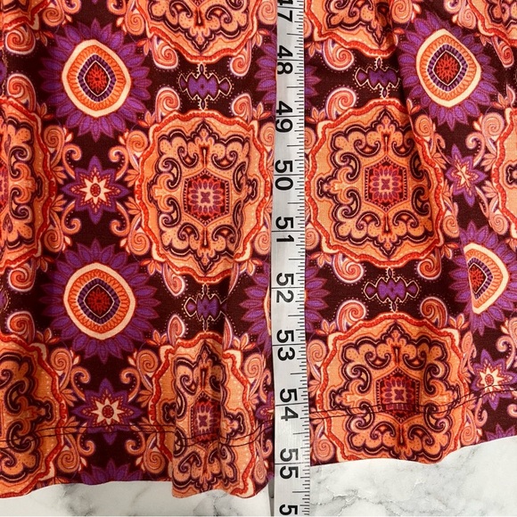 Soma Weekend Medallion Ruffle Sleeve Maxi Dress Pockets Built in Bra Smocked SM - Picture 11 of 12